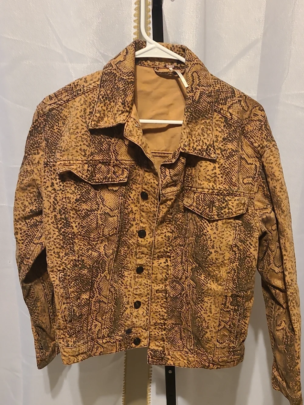 Free People Snake Trucker Jacket Oversized Small - Picture 5 of 7